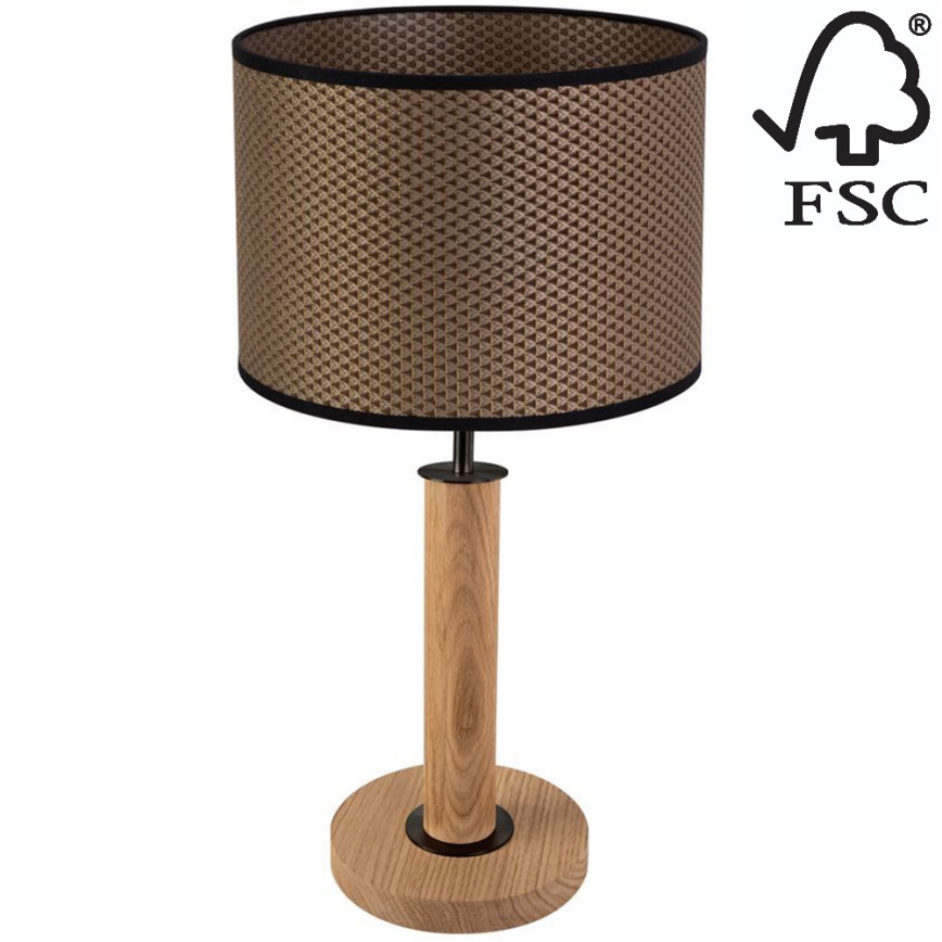Pöytävalaisin BENITA 1xE27/60W/230V 48 cm ruskea/tammi – FSC sertifioitu
