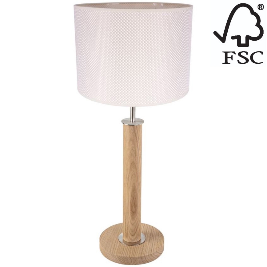 Pöytävalaisin BENITA 1xE27/60W/230V 61 cm kerma/tammi – FSC sertifioitu