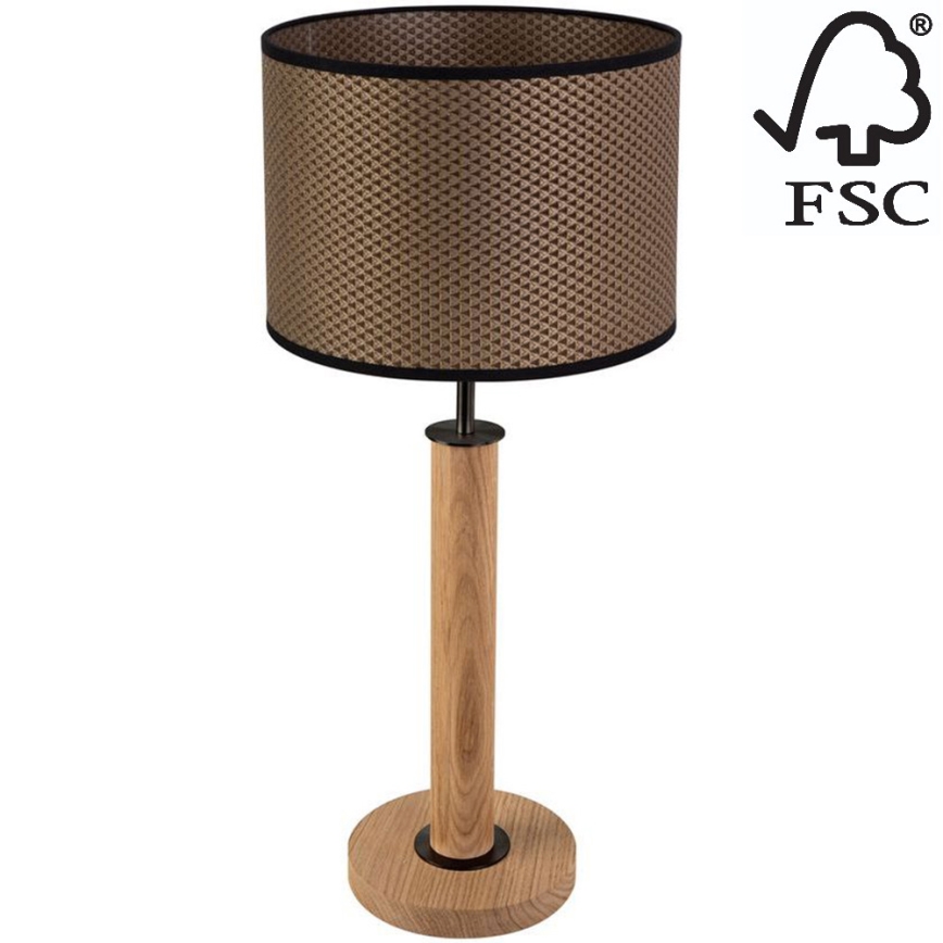 Pöytävalaisin BENITA 1xE27/60W/230V 61 cm ruskea/tammi – FSC sertifioitu