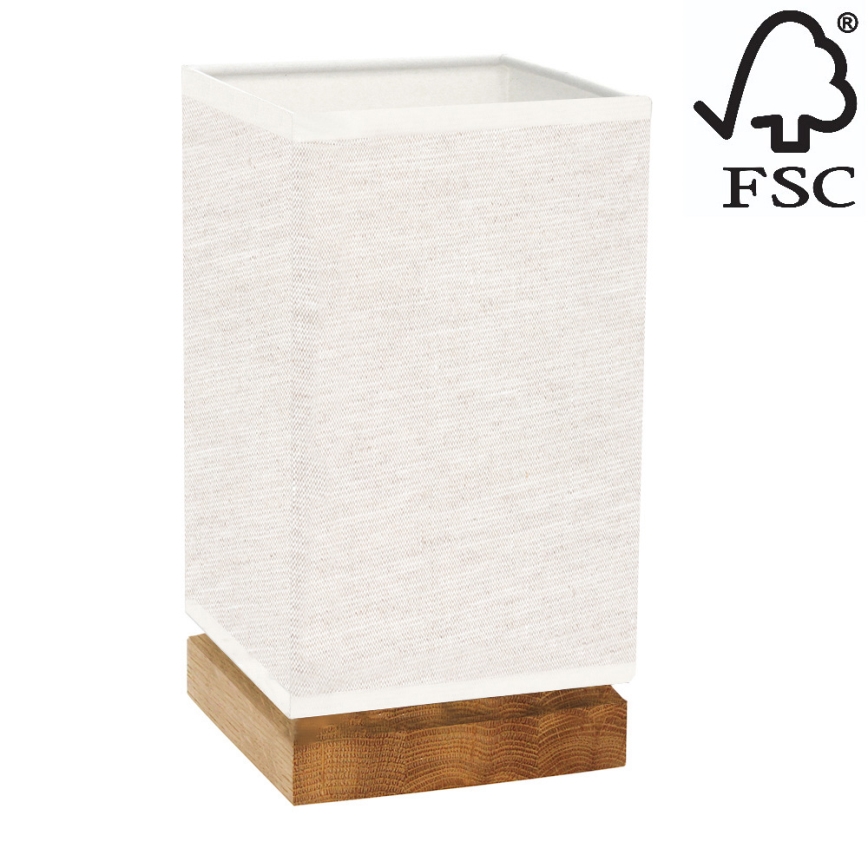 Pöytävalaisin FIRE 1xE27/25W/230V tammi/beige - FSC-sertifioitu