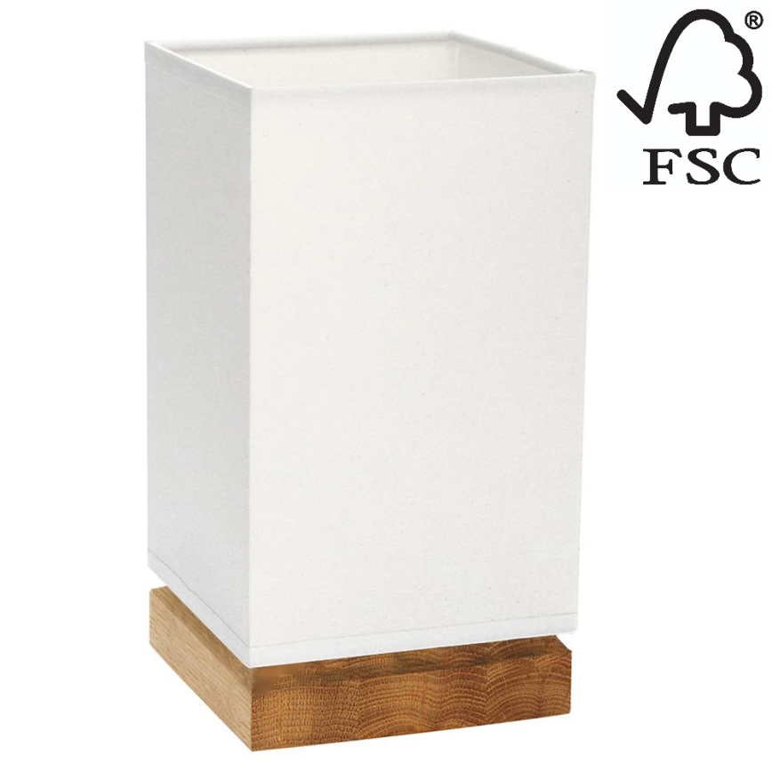 Pöytävalaisin FIRE 1xE27/25W/230V tammi/valkoinen - FSC-sertifioitu
