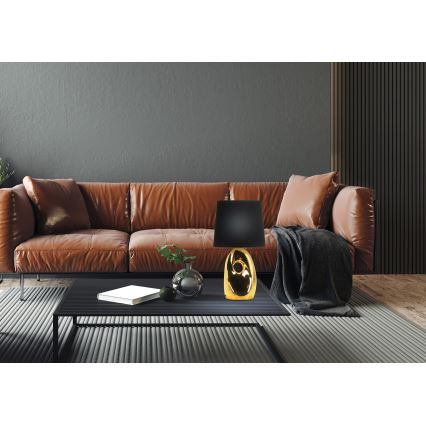 Pöytävalaisin HIERRO 1xE27/60W/230V musta/kultainen