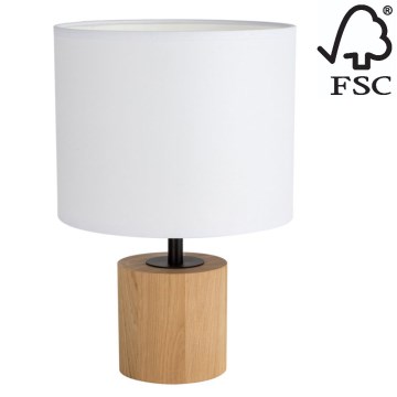 Pöytävalaisin KRETA 1xE27/25W/230V mänty/valkoinen - FSC-sertifioitu