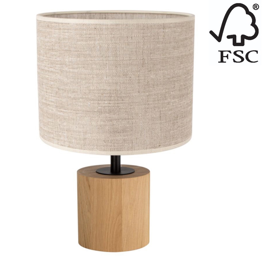 Pöytävalaisin KRETA 1xE27/25W/230V tammi/beige - FSC-sertifioitu