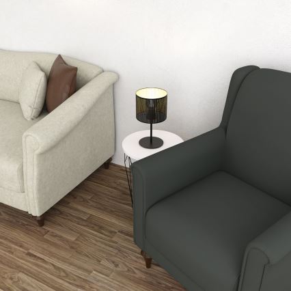 Pöytävalaisin LOFT SHADE 1xE27/60W/230V halk. 18 cm musta/kulta