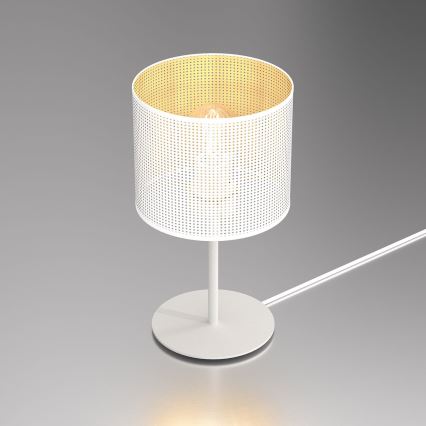 Pöytävalaisin LOFT SHADE 1xE27/60W/230V halk. 18 cm valkoinen/kulta