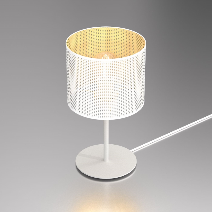 Pöytävalaisin LOFT SHADE 1xE27/60W/230V halk. 18 cm valkoinen/kulta