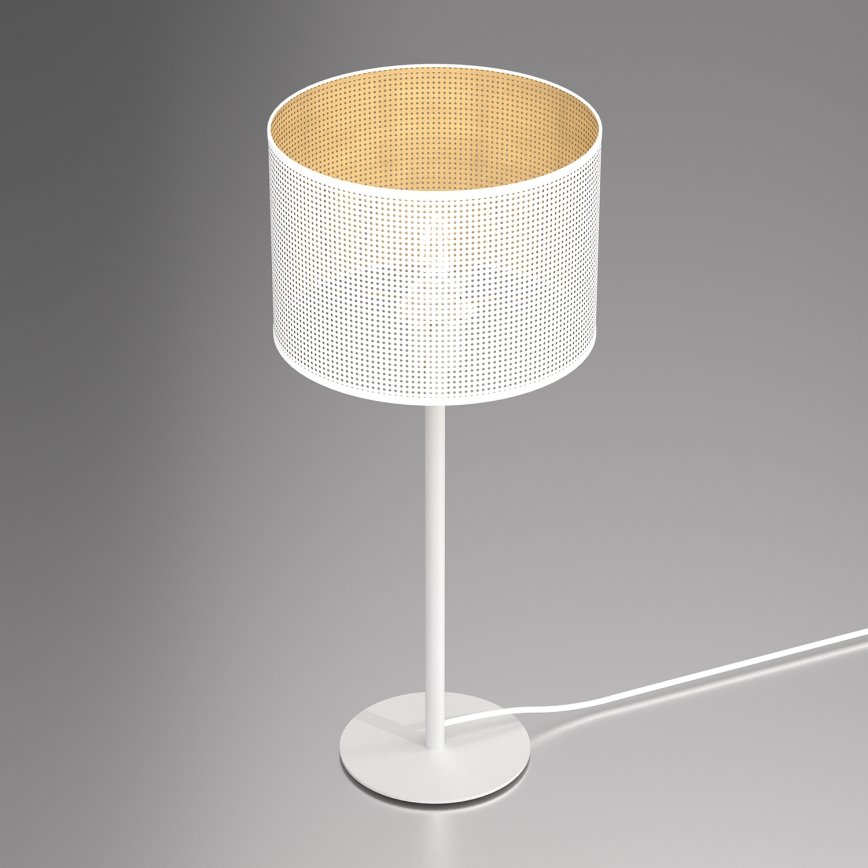 Pöytävalaisin LOFT SHADE 1xE27/60W/230V halk. 25 cm valkoinen/kulta