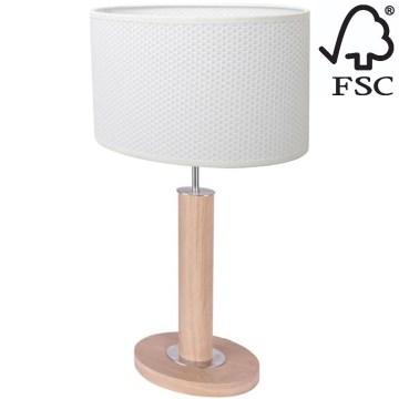 Pöytävalaisin MERCEDES 1xE27/40W/230V 46 cm valkoinen/tammi – FSC sertifioitu