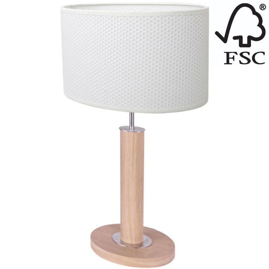 Pöytävalaisin MERCEDES 1xE27/40W/230V 46 cm valkoinen/tammi – FSC sertifioitu