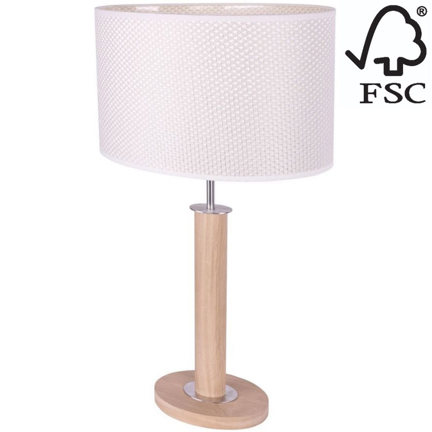 Pöytävalaisin MERCEDES 1xE27/40W/230V 60 cm kerma/tammi – FSC sertifioitu