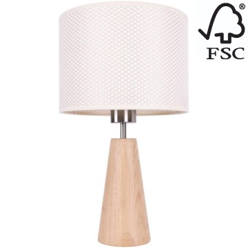Pöytävalaisin MERCEDES 1xE27/40W/230V halkaisija 43 cm kerma/tammi – FSC sertifioitu