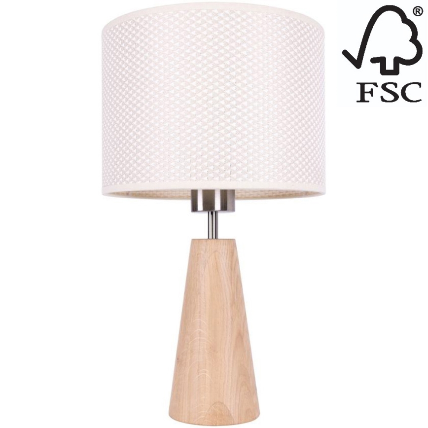 Pöytävalaisin MERCEDES 1xE27/40W/230V halkaisija 43 cm kerma/tammi – FSC sertifioitu