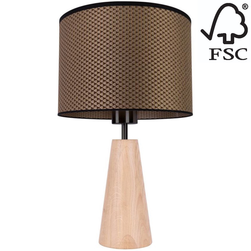Pöytävalaisin MERCEDES 1xE27/40W/230V halkaisija 43 cm ruskea/tammi – FSC sertifioitu