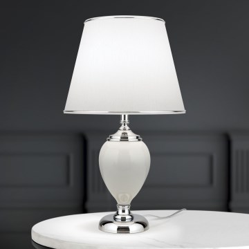 Pöytävalaisin OVUM 1xE27/40W/230V 48 cm keramiikka valkoinen/kiiltävä kromi