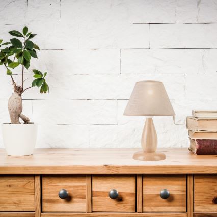 Pöytävalaisin PERA 1xE27/60W/230V beige/pyökki