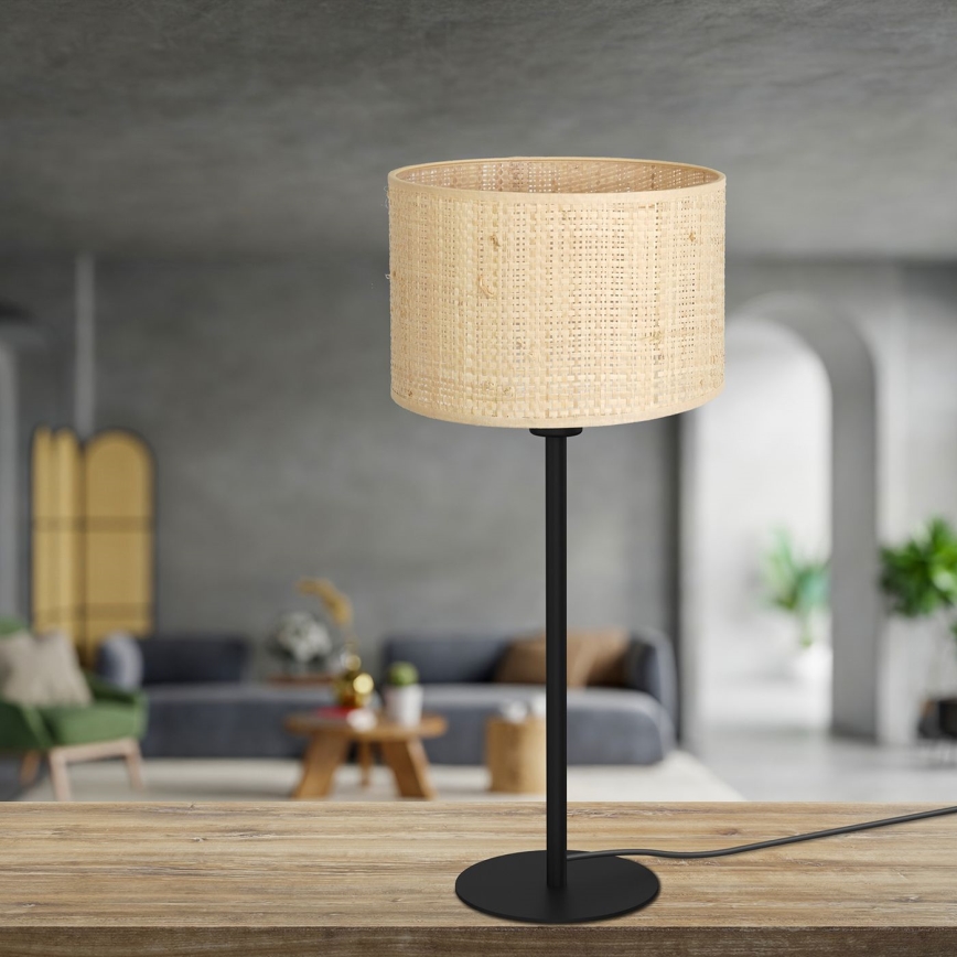 Pöytävalaisin RATTAN 1xE27/60W/230V d. 25 cm rottinki