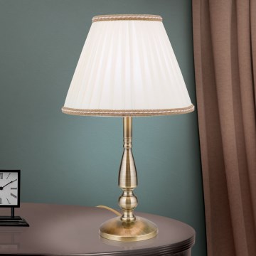 Pöytävalaisin TONIA 1xE27/60W/230V halkaisija 30 cm valkoinen/pronssi