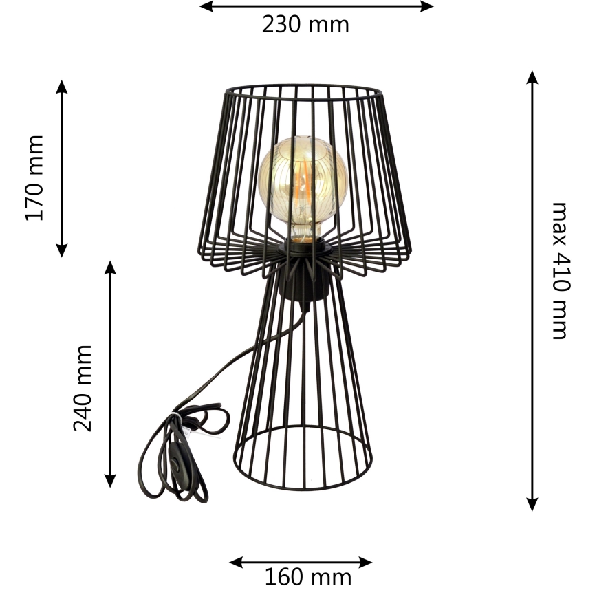 Pöytävalaisin TORRI 1xE27/15W/230V musta