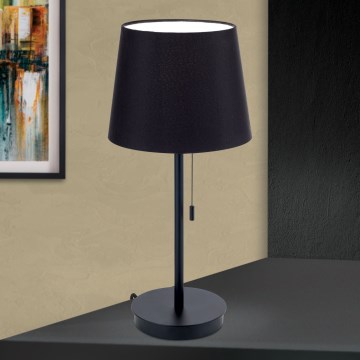 Pöytävalaisin USB-portilla LUDWIG 1xE27/40W/230V 50 cm musta