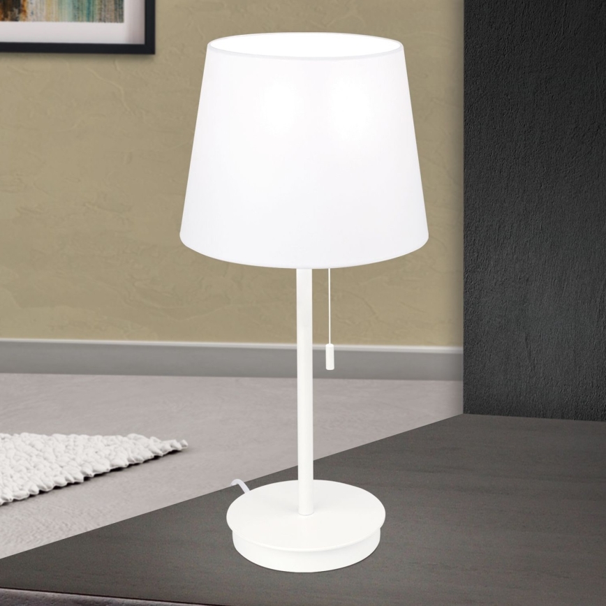 Pöytävalaisin USB-portilla LUDWIG 1xE27/40W/230V 50 cm valkoinen