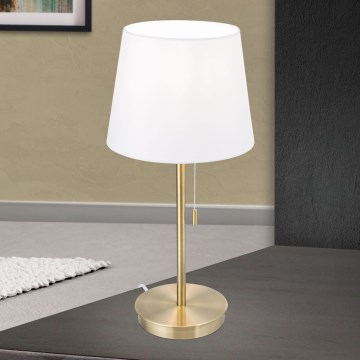 Pöytävalaisin USB-portilla LUDWIG 1xE27/40W/230V 50 cm valkoinen/kulta
