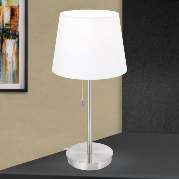 Pöytävalaisin USB-portilla LUDWIG 1xE27/40W/230V 50 cm valkoinen/mattakromi