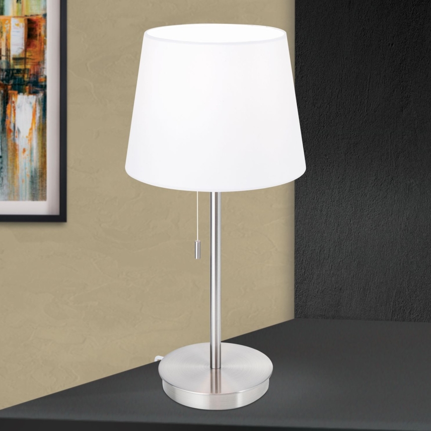 Pöytävalaisin USB-portilla LUDWIG 1xE27/40W/230V 50 cm valkoinen/mattakromi