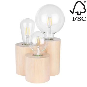 Pöytävalaisin VINCENT 3xE27/15W/230V koivu - FSC-sertifioitu