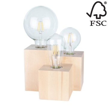 Pöytävalaisin VINCENT 3xE27/15W/230V koivu - FSC-sertifioitu