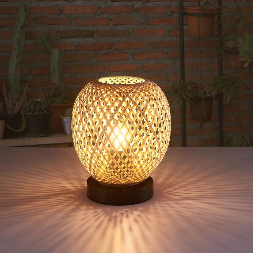 Pöytävalaisin ZANZIBAR 1xE27/20W/230V halkaisija 18 cm bambu