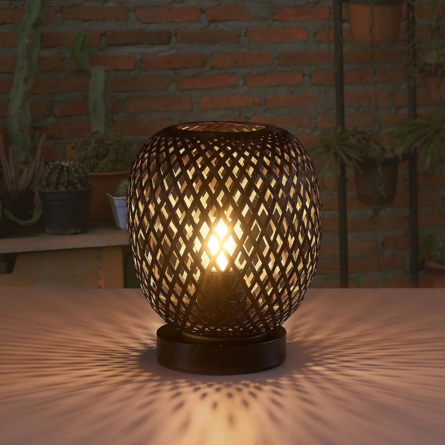 Pöytävalaisin ZANZIBAR 1xE27/20W/230V halkaisija 18 cm bambu