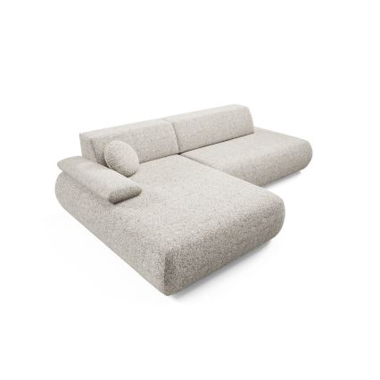 PRATO L-mallinen kulmasohva, vasen — vuoteeksi avattava, tilavalla säilytystilalla, beige