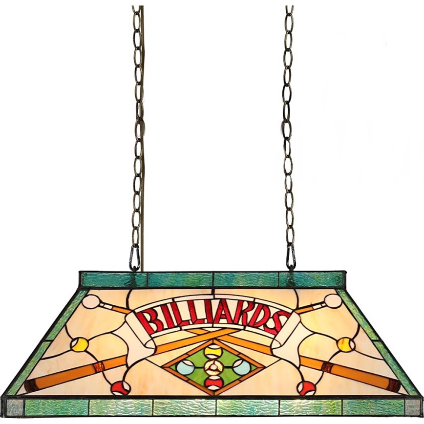 Prezent 1715 - Riippuvalaisin ketjulla TIFFANY BILLIARD 3xE27/60W/230V