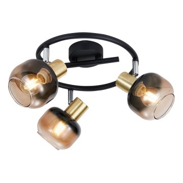 Prezent 27515 - Kohdevalo PEGAS 3xE14/40W/230V musta/savuinen