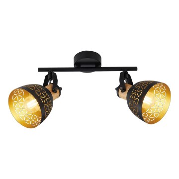 Prezent 27523 - Kohdevalo MESCALA 2xE14/40W/230V musta/kumipuu