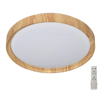 Prezent 71330 - LED Himmennettävä kattovalo WOODEN LED/33W/230V 3000-6500K + kauko-ohjain