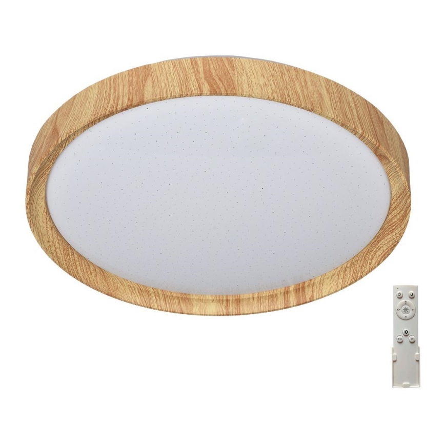 Prezent 71330 - LED Himmennettävä kattovalo WOODEN LED/33W/230V 3000-6500K + kauko-ohjain