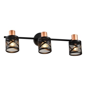 Prezent 75469 - Seinäkohdevalo ANTARES 3xE14/40W/230V musta/kupari