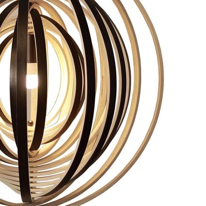 Puinen riippuvalaisin johdolla 1xE27/60W/230V halkaisija 50 cm massiivipuu/viilu/kumipuu