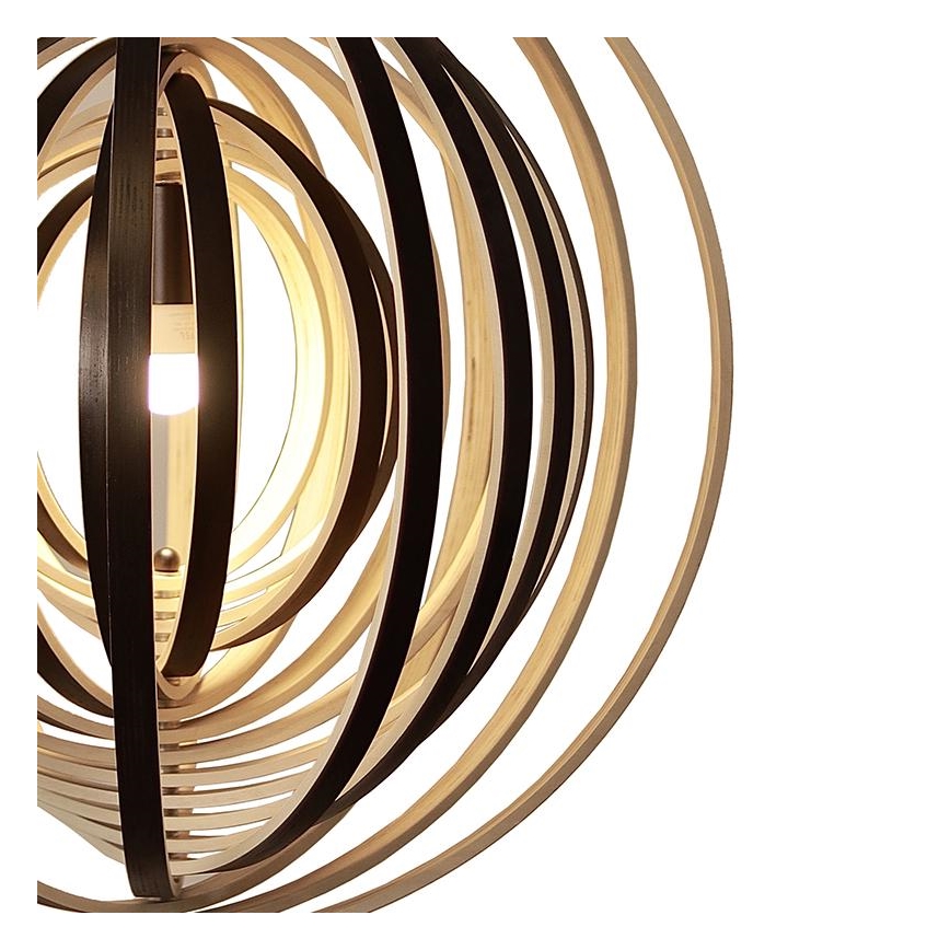 Puinen riippuvalaisin johdolla 1xE27/60W/230V halkaisija 50 cm massiivipuu/viilu/kumipuu