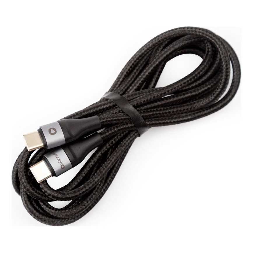 Punottu USB-kaapeli USB-C / USB-C liitin 42W 2m musta