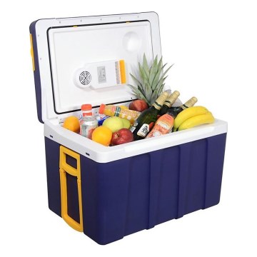 Pyörällinen 50 l kylmälaatikko 60W/230/12V sininen/keltainen