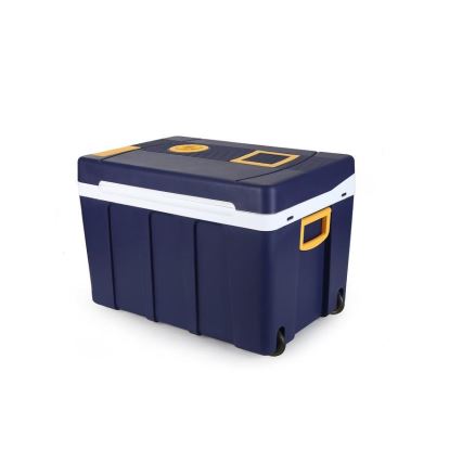 Pyörällinen 50 l kylmälaatikko 60W/230/12V sininen/keltainen