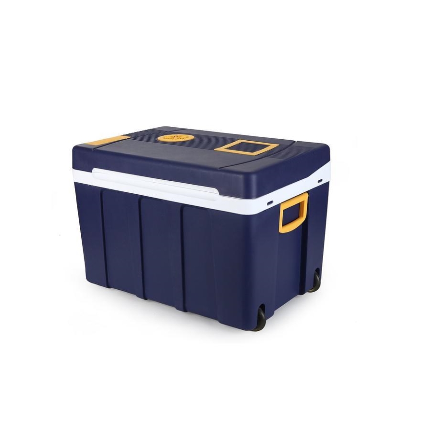 Pyörällinen 50 l kylmälaatikko 60W/230/12V sininen/keltainen