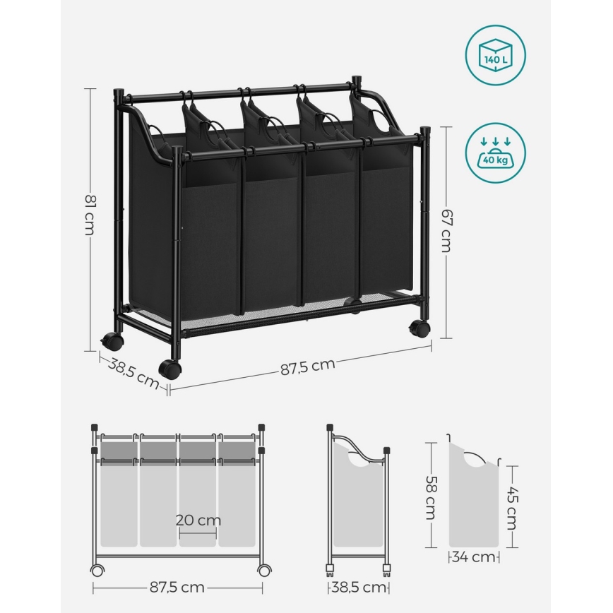 Pyykkikori LINA musta