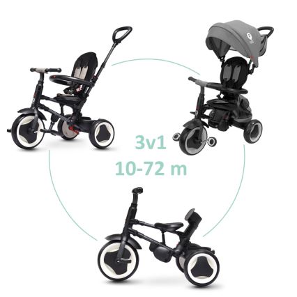 QPlay - Lasten kolmipyörä 3-in-1 RITO EVA PLUS harmaa