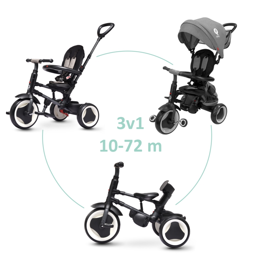 QPlay - Lasten kolmipyörä 3-in-1 RITO EVA PLUS harmaa