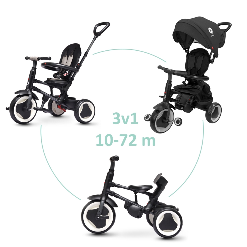 QPlay - Lasten kolmipyörä 3-in-1 RITO EVA PLUS musta