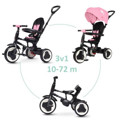 QPlay - Lasten kolmipyörä 3-in-1 RITO EVA vaaleanpunainen